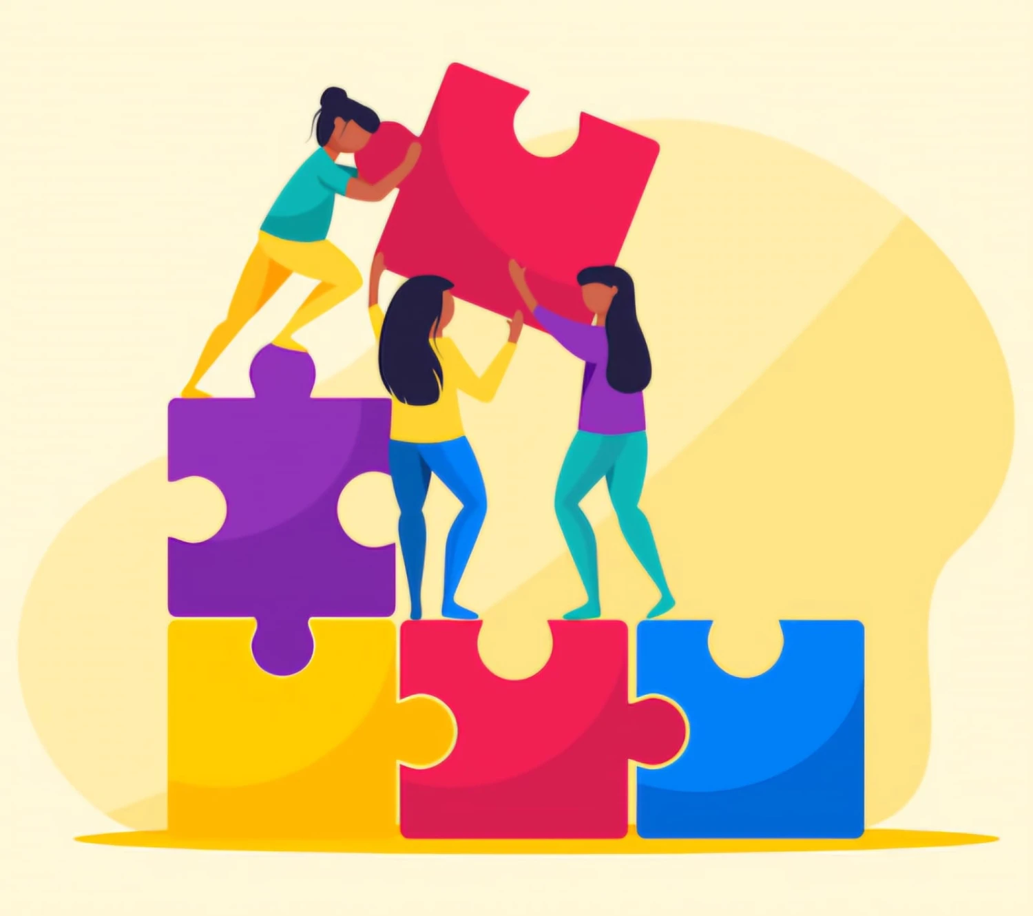 HeilOase Spiczak - Team setzt Puzzles zusammen Illustration